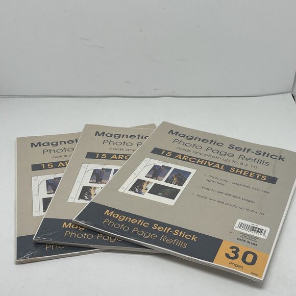 3x Magnetic Self Stick Photo Picture Refill Pages For Binder Up To 8 X 10 Holson - Picture 1 of 5